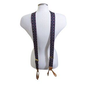 Lands' End Navy and Red Patterned Suspenders